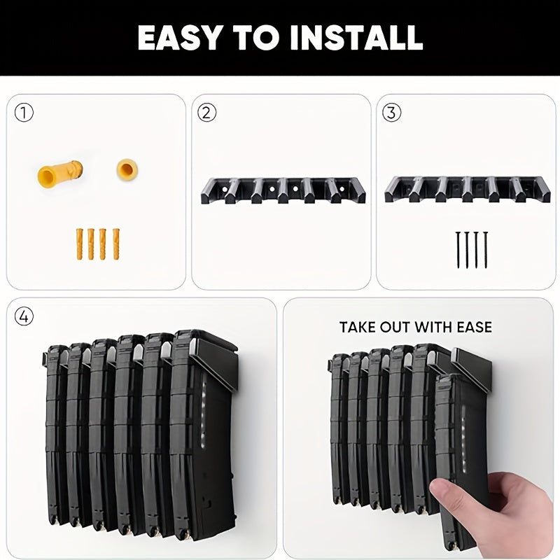 6 Slot Wall Mount Magazine Holder Storage Display Rack