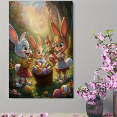 Colorful Bunny Characters Easter Canvas Art