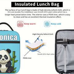 Personalized Panda Lunch Bag with Name Insulated