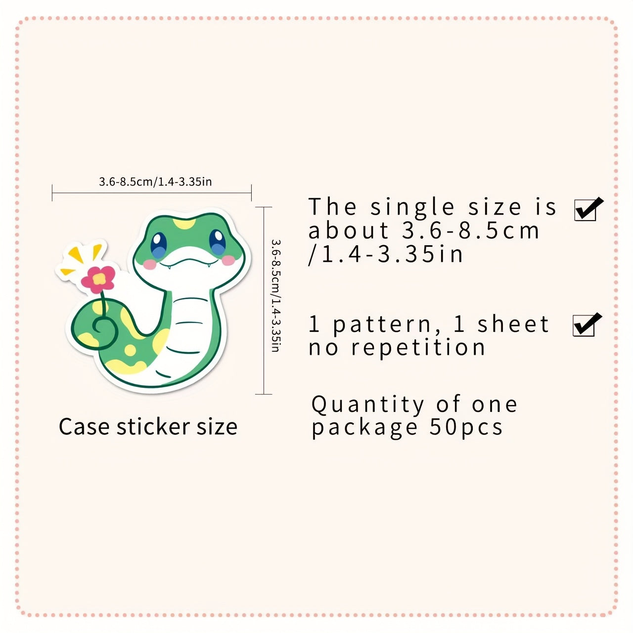 50pcs Kids Snake Cartoon Stickers Self Adhesive Decals for Desktops Party Favors
