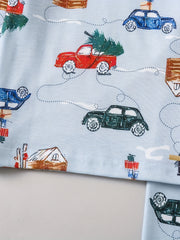 Christmas Tree & Car Print Pajama Set for Kids