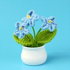 Hand Knitted Forget me not Small Potted Plant Crochet Simulation