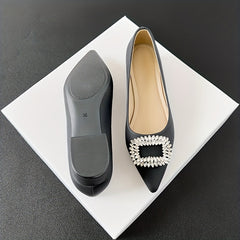 Women's Rhinestone Slip On Chunky Heel Shoes