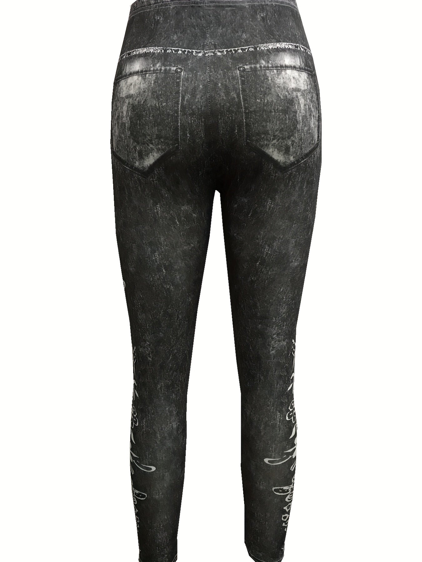 Floral Print High Waist Jeggings Slim Leggings Women's Clothing