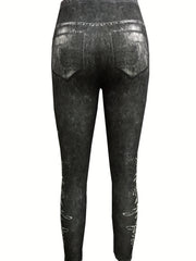 Floral Print High Waist Jeggings Slim Leggings Women's Clothing