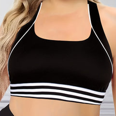 Women's Striped Cross Back Active Yoga Bra