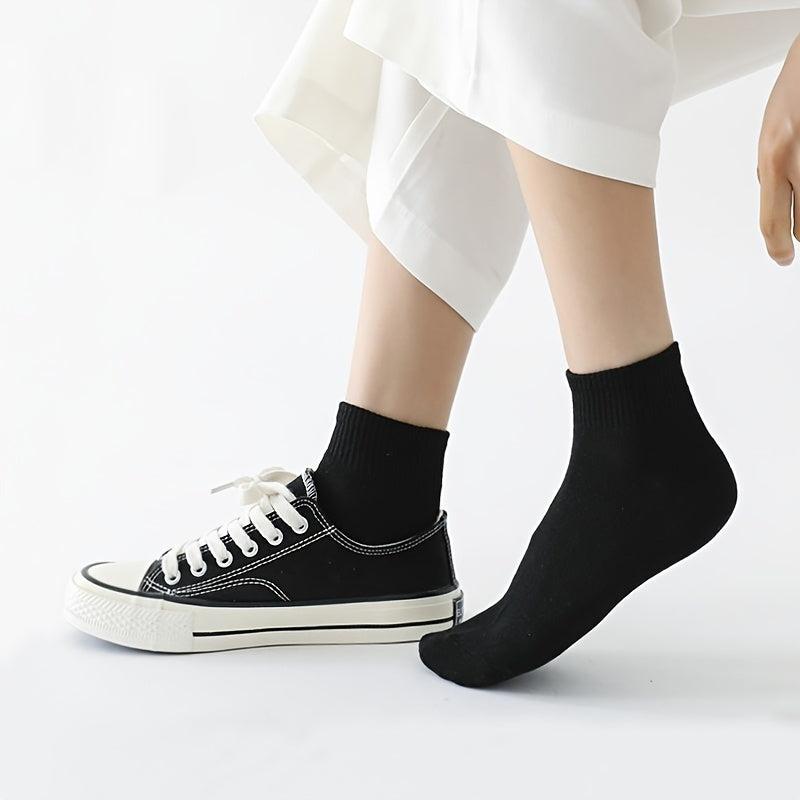 12 Pairs Solid Short Socks Breathable Low Cut Ankle Socks Women's Stockings