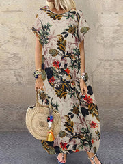 Women's Boho Floral Print Tee Dress