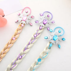 Snowflake Braid Hair Wigs with Hair Tie for Girls Princess