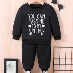 Baby Funny Print Casual Outfits Long Sleeve Sweatshirt Tops Pants