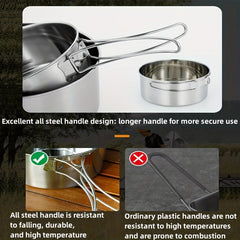 10pcs Stainless Steel Tableware Set for 3-4 People with Storage Bags