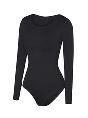 Sexy Basic Slim Bodysuit Round Neck Long Sleeve Waist Bodycon Bodysuit