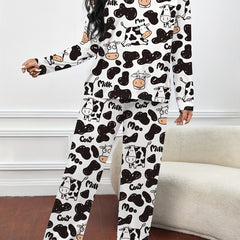 Cow Print Tee & Pants Loungewear Set