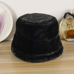 Winter Fur Bucket Hat Soft Fluffy Warm Fleece Fisherman Cap