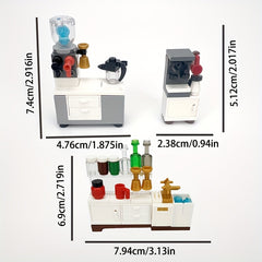 Small Particle Building Blocks Kitchen Coffee Machine Model DIY Set