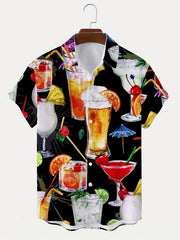 Men's Short Sleeve Hawaiian Shirt for Summer Vacation