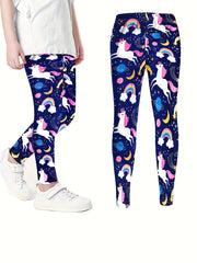 Girls Stretch Soft Leggings Elastic Waist Thin Pants Kids Summer Clothes