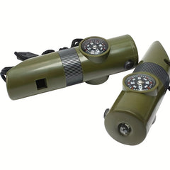 7-in-1 Survival Whistle with Compass, Flashlight & Thermometer