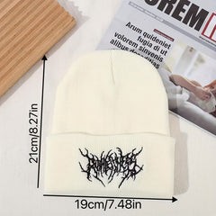 Men's Gothic Scar Embroidery Knitted Beanie Street Ski Cap