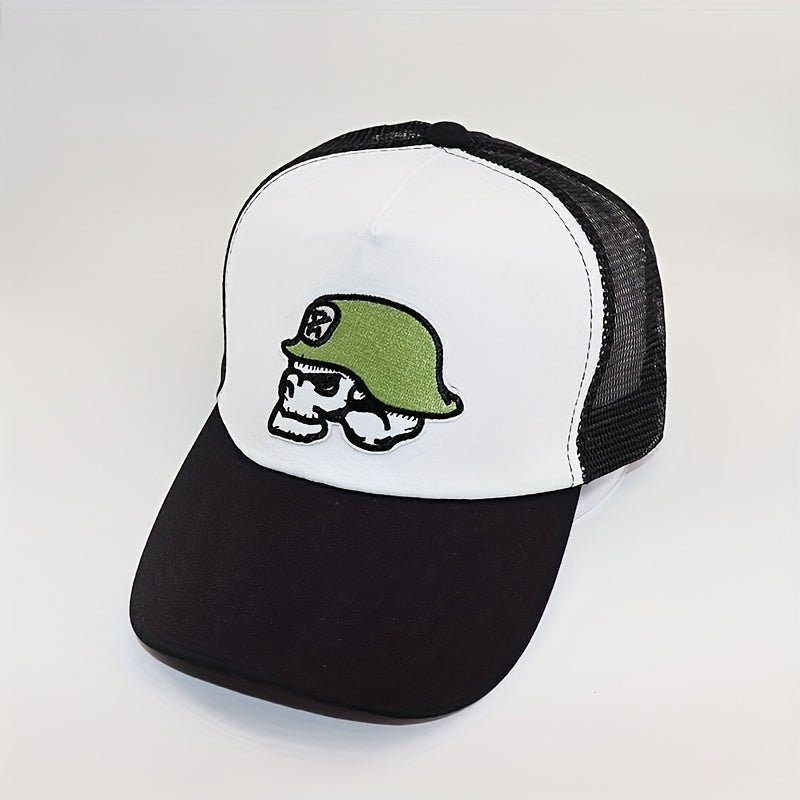 Skull Patch Baseball Cap Men Quick Drying Snapback Mesh Back Hat