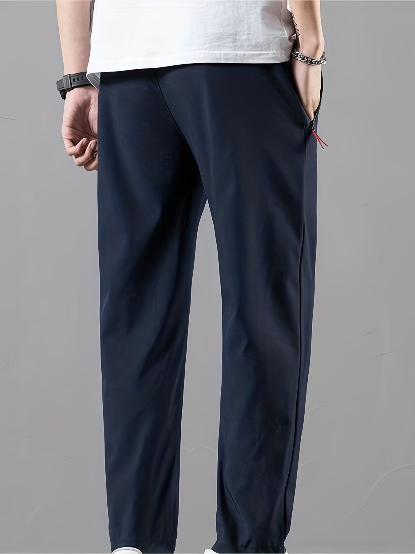 Men's Stretch Sports Drawstring Sweat Pants With Zipper