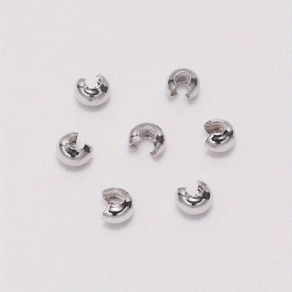 100Pcs 3mm 4mm Round Crimp End Beads Jewelry Making Findings