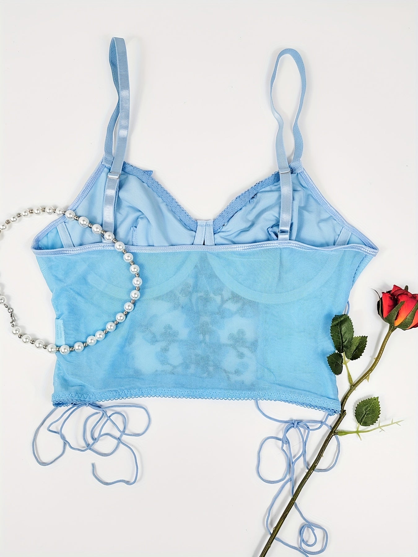 Lace Waist Drawstring Strap Vest Bra Sexy Camisole Top
