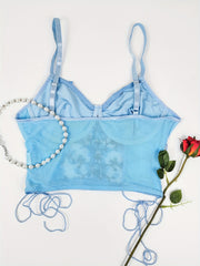 Lace Waist Drawstring Strap Vest Bra Sexy Camisole Top