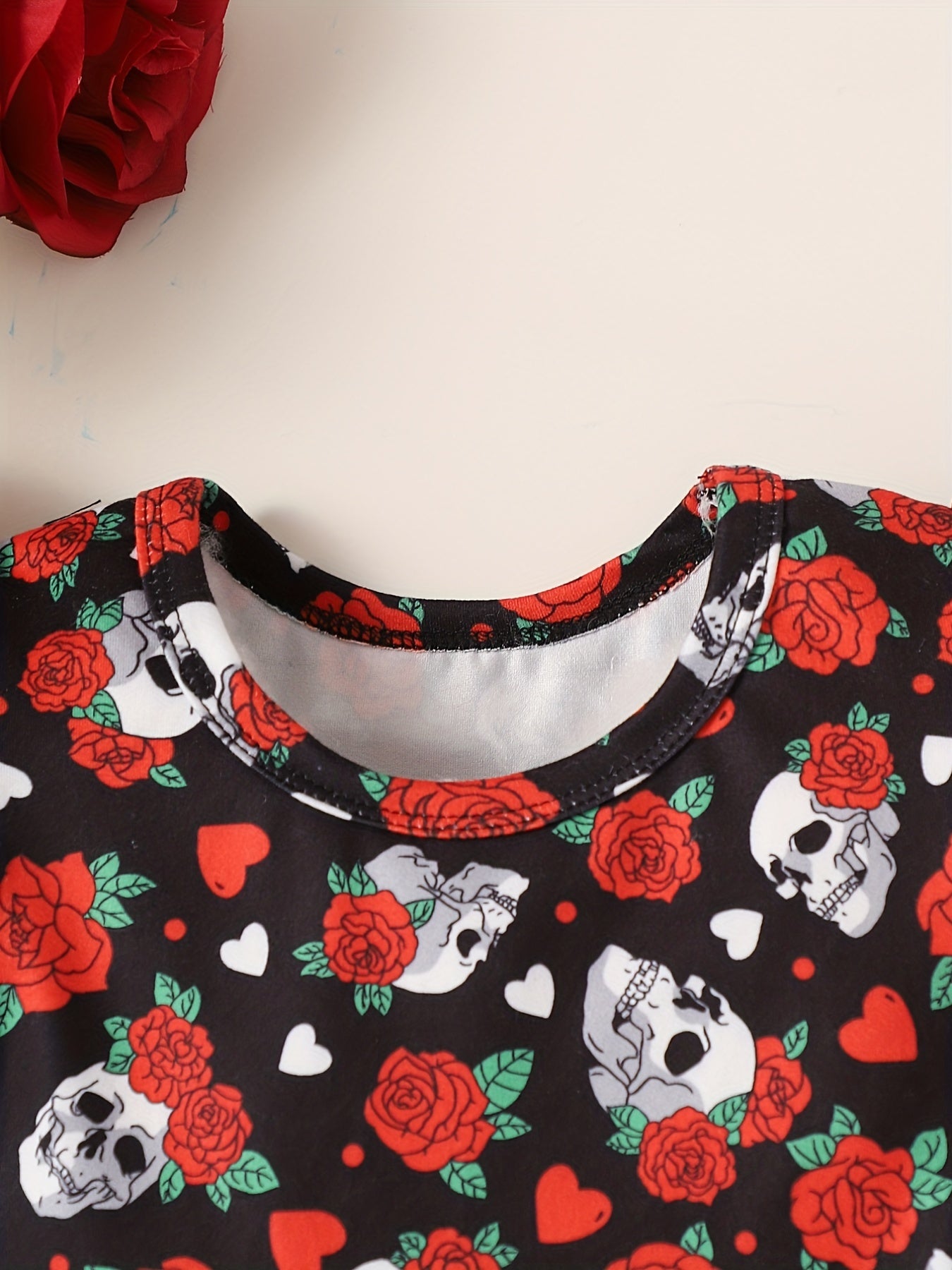 Baby Girl's Skull & Rose Flutter Sleeve Dress
