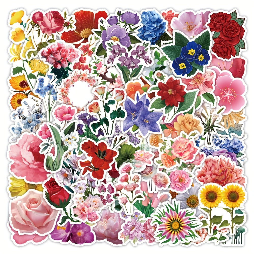 60pcs Flower Series Graffiti Stickers for Laptop Helmet Water Cup DIY Diary