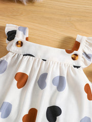 Toddler Girl's Striped Heart Dress Puffy Sleeves for Summer