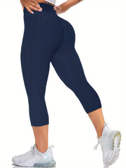 Honeycomb Butt Lifting Cropped Pants High Waist Yoga Workout Leggings