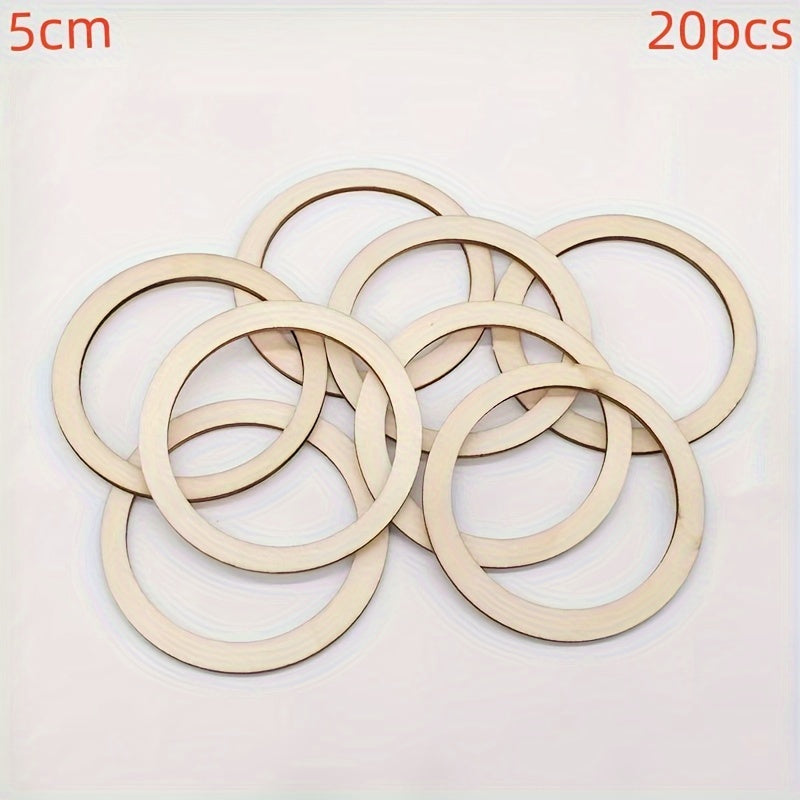 20pcs Pre-drilled Natural Wooden Circles for DIY Crafts Clothing Ornaments Art