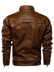 Men's PU Leather Zipper Jacket Coat