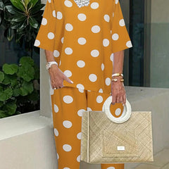 Women's Plus Polka Dot Tee & Pants 2pcs Set