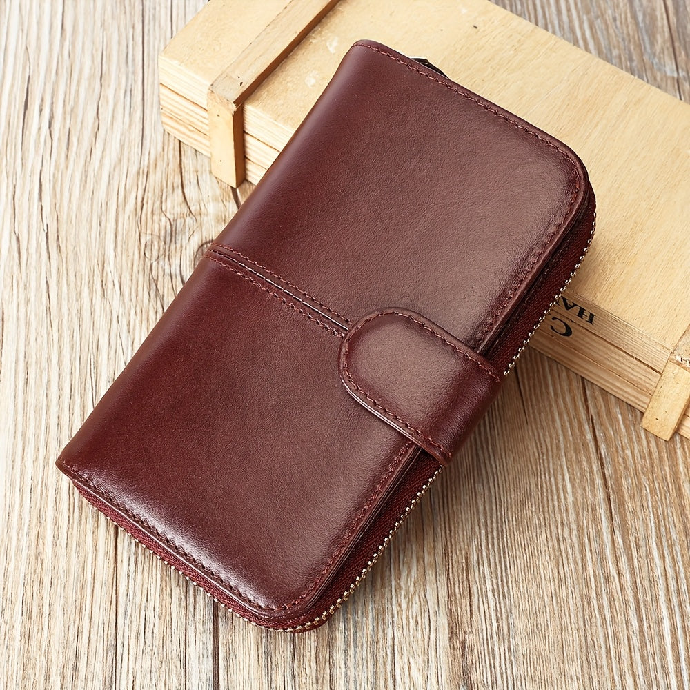 Top Layer Cowhide Vertical Women's Wallet with Card Slot