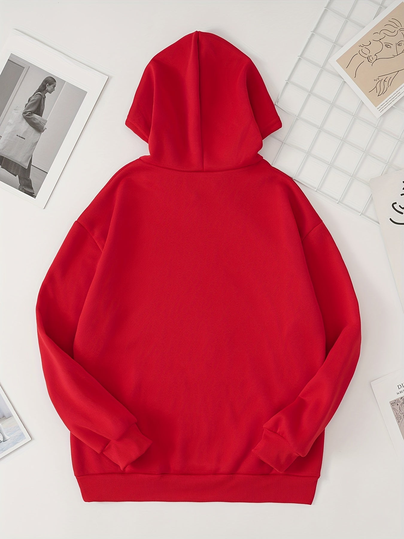 Graphic Print Kangaroo Pocket Hoodie Women's Clothing
