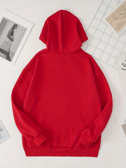 Graphic Print Kangaroo Pocket Hoodie Women's Clothing