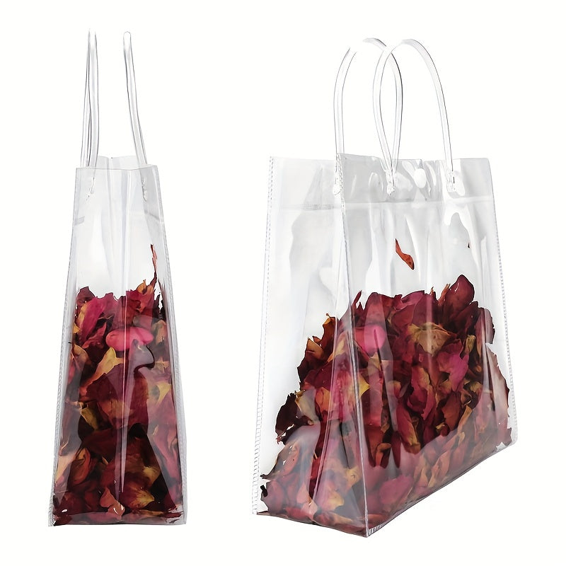 5pcs Transparent Plastic Gift Bags With Handle Reusable PVC Plastic Handbags