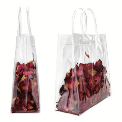 5pcs Transparent Plastic Gift Bags With Handle Reusable PVC Plastic Handbags