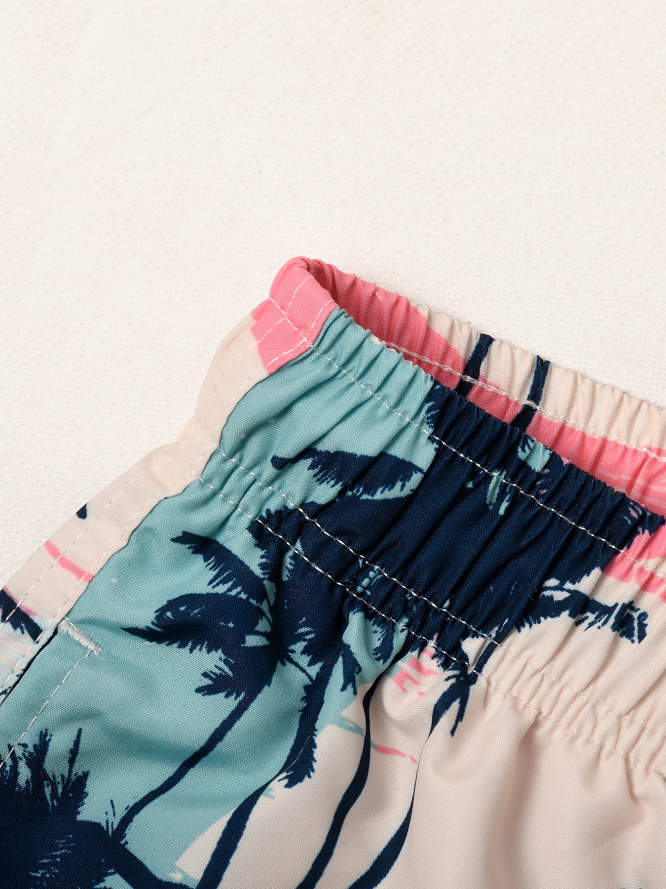 Men's Coconut Tree Double Layer Swimming Shorts Beach Pants