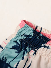 Men's Coconut Tree Double Layer Swimming Shorts Beach Pants