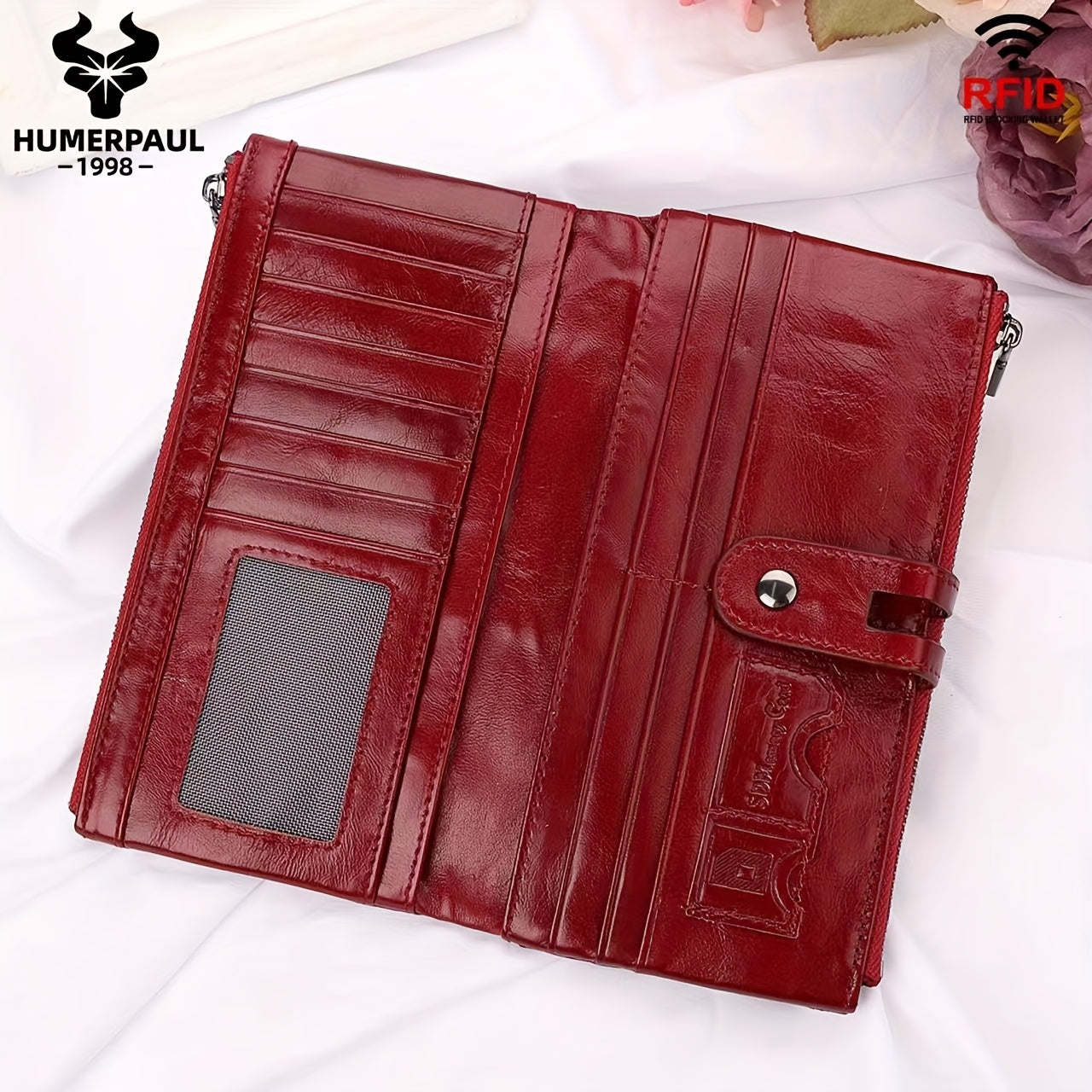 HUMPAUL RFID Blocking Leather Wallet Clutch