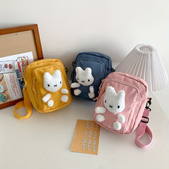 Kids Rabbit Messenger Bag Girls Canvas Travel Backpack Coin Purse