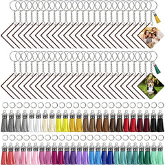 250PCS Sublimation Blank Leather Keychain with Tassel