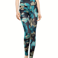 Leaf Printed Yoga Leggings for Women