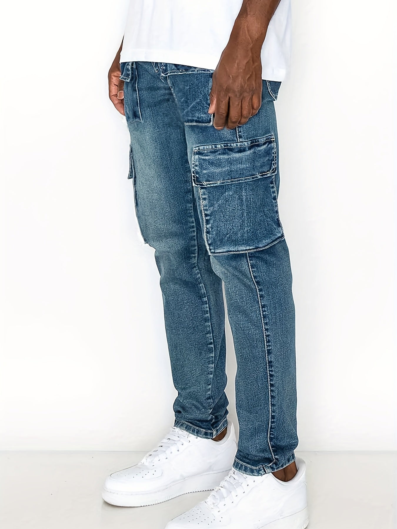 Men's Distressed Denim Pants Tapered Fit