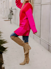 Colorblock Long Sleeve Open Front Cardigan