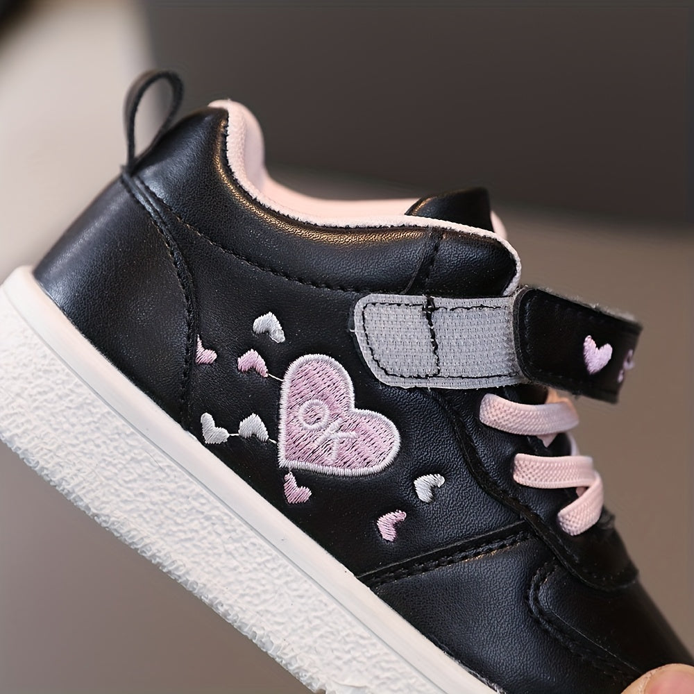 Girls Heart Graphic Print Sneakers No Tie Kids Casual Outdoor Shoes