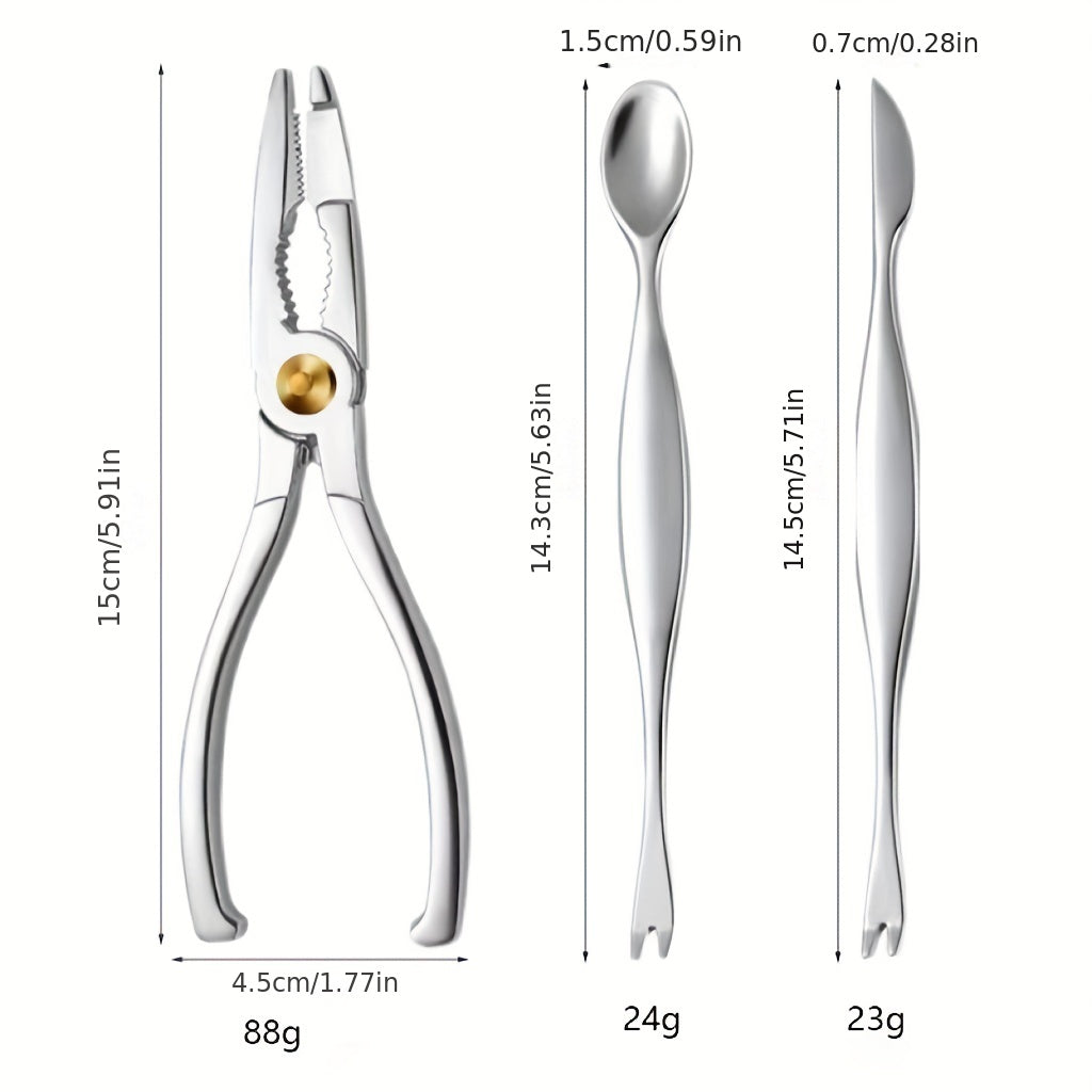 Stainless Steel Crab & Lobster Sheller Double Spoon Fork Seafood Cracking Tool